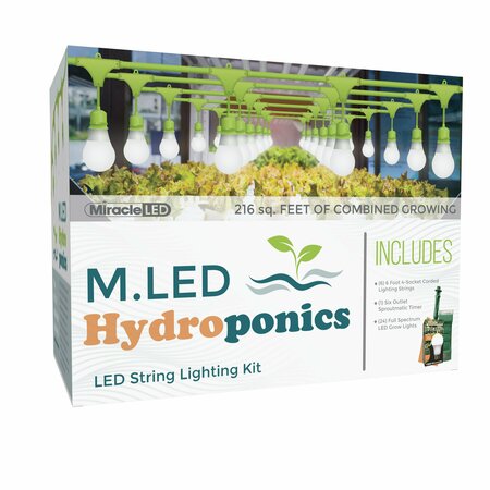 MIRACLE LED Hydroponics 4-Socket LED Full Spectrum Grow Kit, 6PK 603782